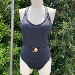 NWT Ree Bees Swimsuit XL Belted Black One Piece New With Tags